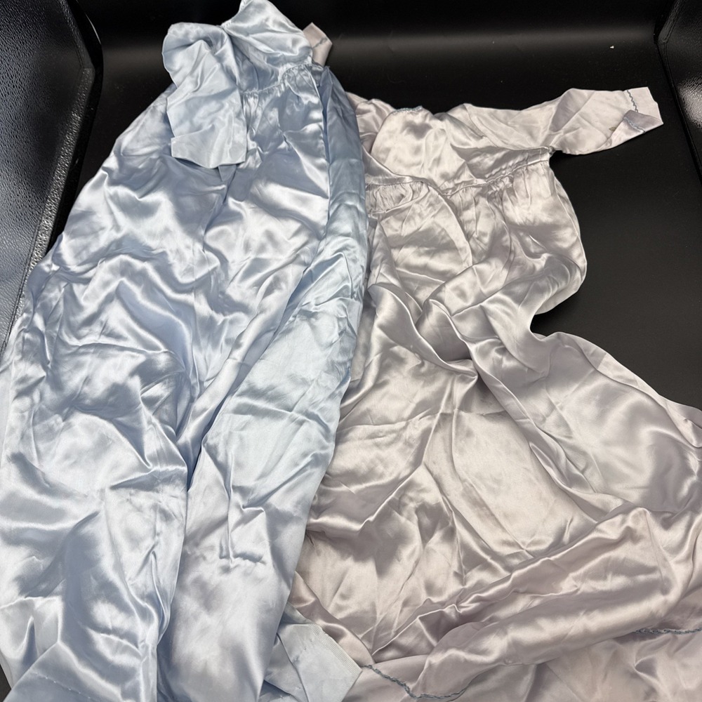Lot Of 2 Vintage Satin Feel Homemade Dressing Gowns Baby (repurpose To Blanket?)